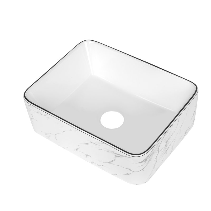 KGAR 16''x12'' Marbling Ceramic Rectangular Vessel Bathroom Sink